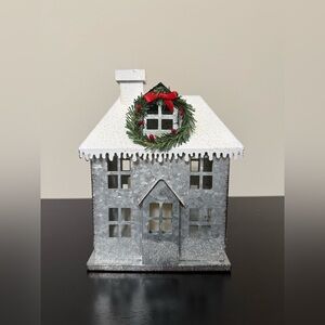 Festive Silver Holiday Candle House Decoration